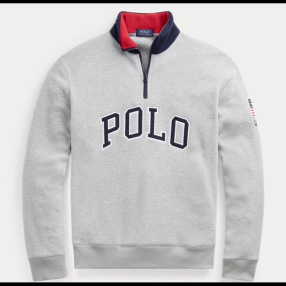 polo cotton blend fleece sweatshirt